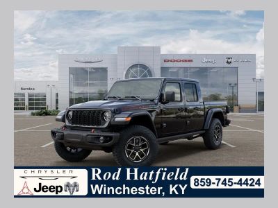 2026 Jeep Gladiator GLADIATOR RUBICON X 4X4 in Black Clear-Coat Exterior Paint — front three-quarter view