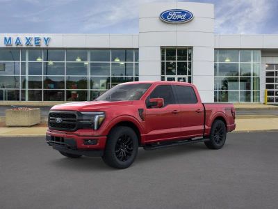 2026 Ford F-150 Lariat® in Ruby Red Metallic Tinted Clearcoat — front three-quarter view