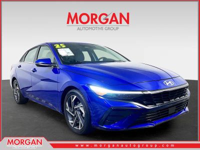 2025 Hyundai Elantra Limited in Blue — front three-quarter view