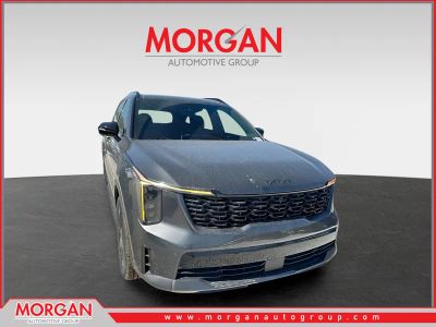 2026 Kia Sorento Hybrid X-Line SX Prestige in Interstellar Gray — front three-quarter view