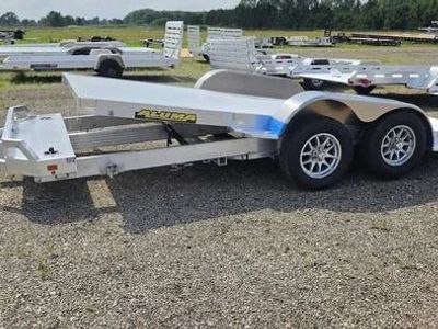 2027 Aluma 7x16 Tilt Bed Aluminum Car Hauler For Sale. — front three-quarter view