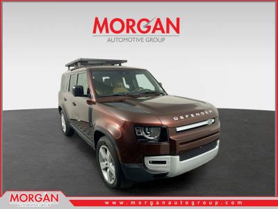 2023 Land Rover Defender SE in Sedona Red — front three-quarter view