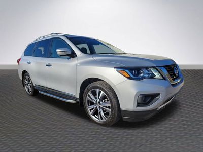 2020 Nissan Pathfinder Platinum in Brilliant Silver — front three-quarter view