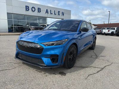 2025 Ford Mustang Mach-E GT in Velocity Blue — front three-quarter view
