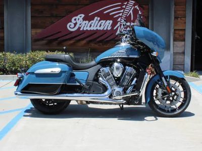 2026 Indian Motorcycle® Chieftain® PowerPlus Limited 112 w/PowerBand Audio Stom Blue with Black Met — front three-quarter view