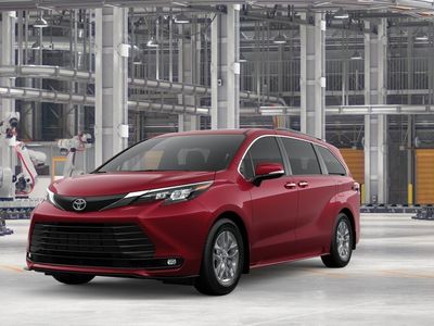 2026 Toyota Sienna XLE in Ruby Flare Pearl — front three-quarter view