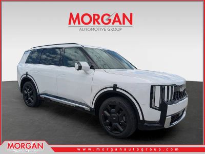 2027 Kia Telluride Hybrid SX in Glacial White Pearl — front three-quarter view