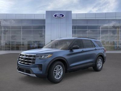 2026 Ford Explorer in Vapor Blue — front three-quarter view