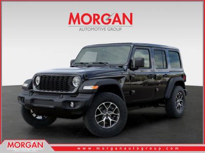2026 Jeep Wrangler Sport S in Black — front three-quarter view