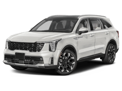 2026 Kia Sorento EX in Glacial White Pearl — front three-quarter view
