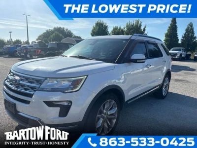 2019 Ford Explorer Limited in White Platinum Clearcoat Metallic — front three-quarter view