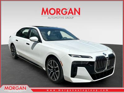 2024 BMW 7 Series 750e xDrive in White — front three-quarter view