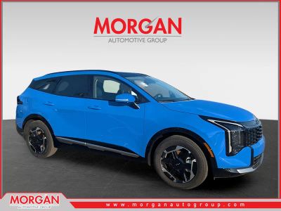 2026 Kia Sportage SX in Blue — front three-quarter view