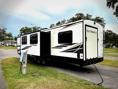 2022 Keystone Outback — rear three-quarter view