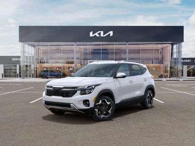 2026 Kia Seltos S in Snow White Pearl — front three-quarter view