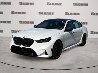 2026 BMW M5 Base in Alpine White — front three-quarter view