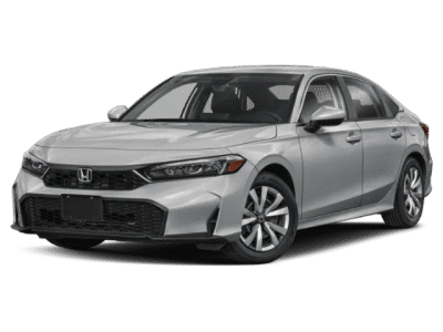 2026 Honda Civic LX in Silver — front three-quarter view