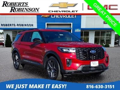 2025 Ford Explorer ST-Line in Red — front three-quarter view