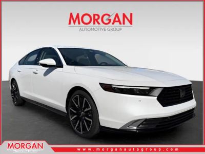 2026 Honda Accord Hybrid Touring in White — front three-quarter view