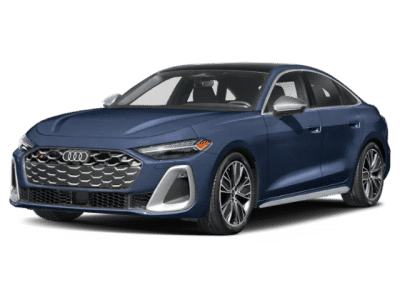 2026 Audi S5 Premium Plus in Firmament Blue Metallic — front three-quarter view