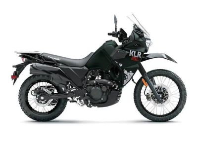 2025 Kawasaki KLR®650 S Metallic Matte Old School Green — front three-quarter view