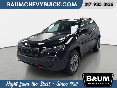 2022 Jeep Cherokee Trailhawk 4x4 in Black — front three-quarter view