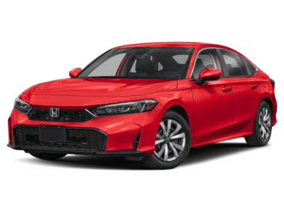 2026 Honda Civic LX in Red — front three-quarter view