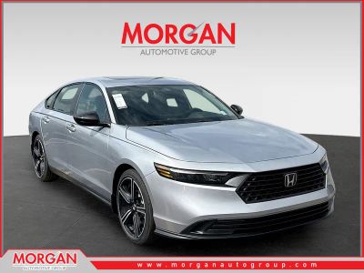 2026 Honda Accord Hybrid Sport in Solar Silver Metallic — front three-quarter view