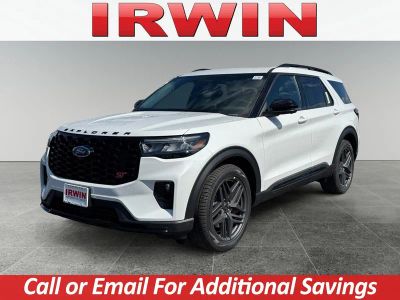 2026 Ford Explorer ST in White — front three-quarter view