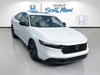 2026 Honda Accord Hybrid Sport in Platinum White Pearl — front three-quarter view