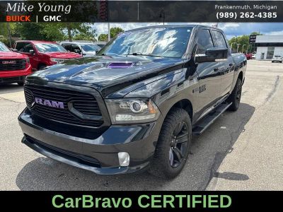 2018 RAM 1500 Sport in Black — front three-quarter view