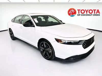 2023 Honda Accord Hybrid Sport in White — front three-quarter view