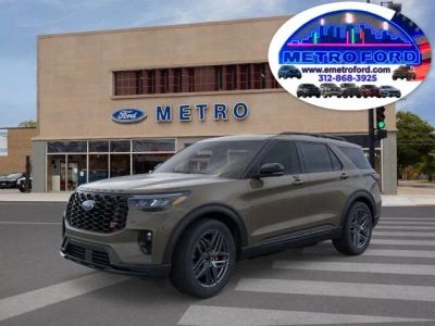 2026 Ford Explorer ST in Marsh Gray — front three-quarter view