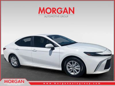 2025 Toyota Camry LE in Ice Cap — front three-quarter view
