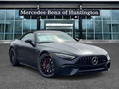 2026 Mercedes-Benz SL 55 AMG in MANUFAKTUR Night Black Magno — front three-quarter view