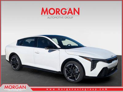 2026 Kia K4 GT-Line in Snow White Pearl — front three-quarter view