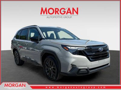 2026 Subaru Forester Sport in River Rock Pearl — front three-quarter view