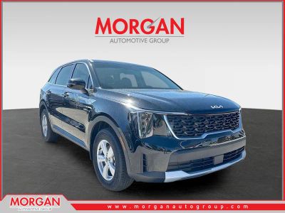2026 Kia Sorento LX in Ebony Black — front three-quarter view