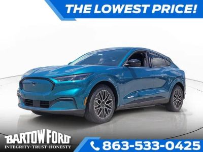 2026 Ford Mustang Mach-E Premium in Adriatic Blue Metallic — front three-quarter view