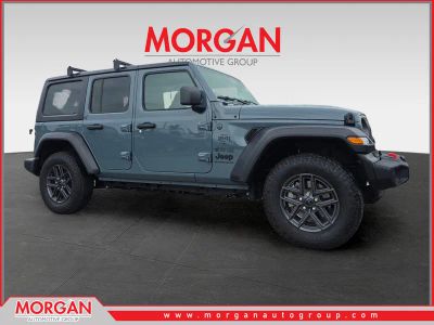 2025 Jeep Wrangler Sport S in Gray — front three-quarter view