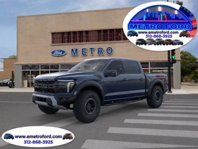 2025 Ford F-150 Raptor in Antimatter Blue Metallic — front three-quarter view