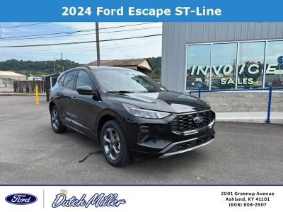 2024 Ford Escape ST-Line in Agate Black Metallic — front three-quarter view