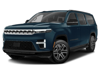 2026 Jeep Grand Wagoneer Limited Altitude in Fathom Blue Pearlcoat — front three-quarter view