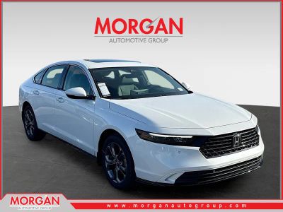 2026 Honda Accord Hybrid EX-L in Platinum White Pearl — front three-quarter view