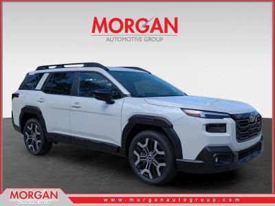2026 Subaru Outback Touring XT in Crystal White Pearl — front three-quarter view