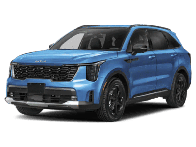 2026 Kia Sorento Hybrid X-Line SX Prestige in Blue — front three-quarter view