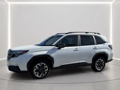 2026 Subaru Forester Premium in Crystal White Pearl — front three-quarter view