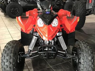 2026 Polaris Outlaw 110 EFI in RED — front three-quarter view