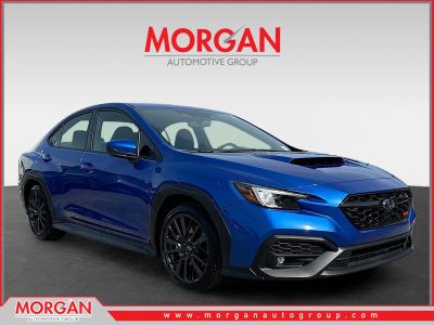 2026 Subaru WRX Premium in WR Blue Pearl — front three-quarter view