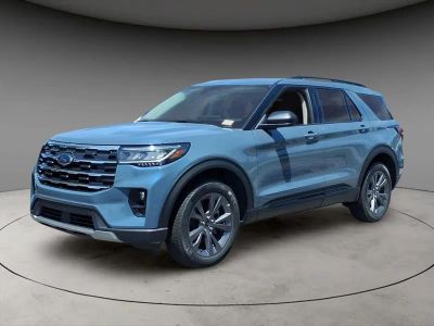 2026 Ford Explorer Active in Vapor Blue — front three-quarter view